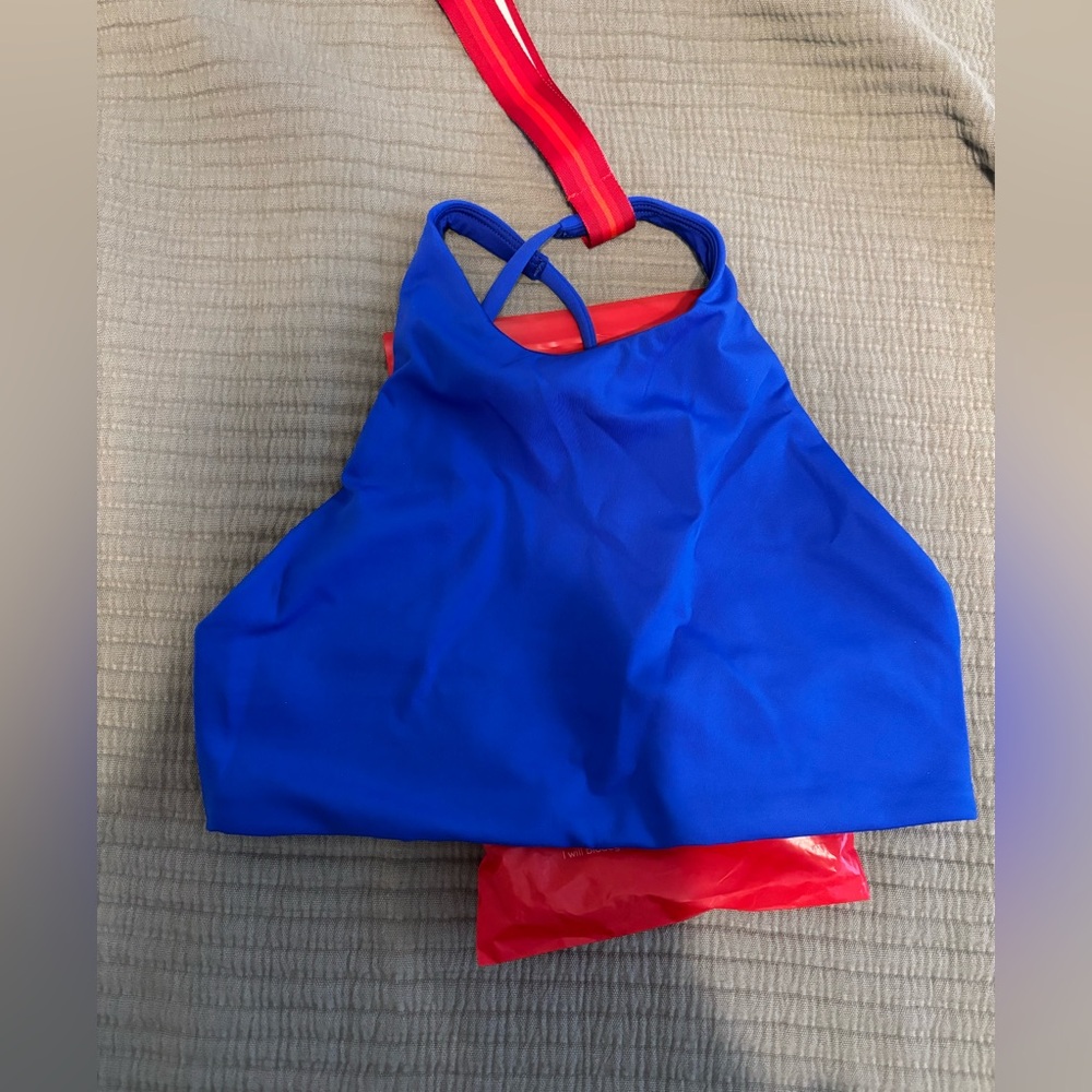 NWT Left on Friday swim high dive top, first place (blue), side small